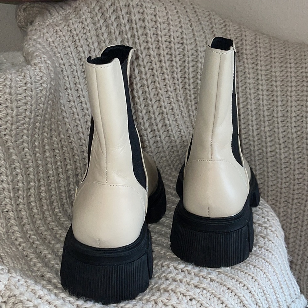 NWT Zara Off White Chelsea Leather Boot Sz 6.5/7 - Picture 6 of 16